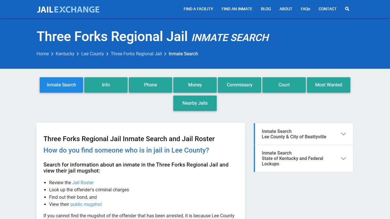 Inmate Search: Roster & Mugshots - Three Forks Regional Jail, KY